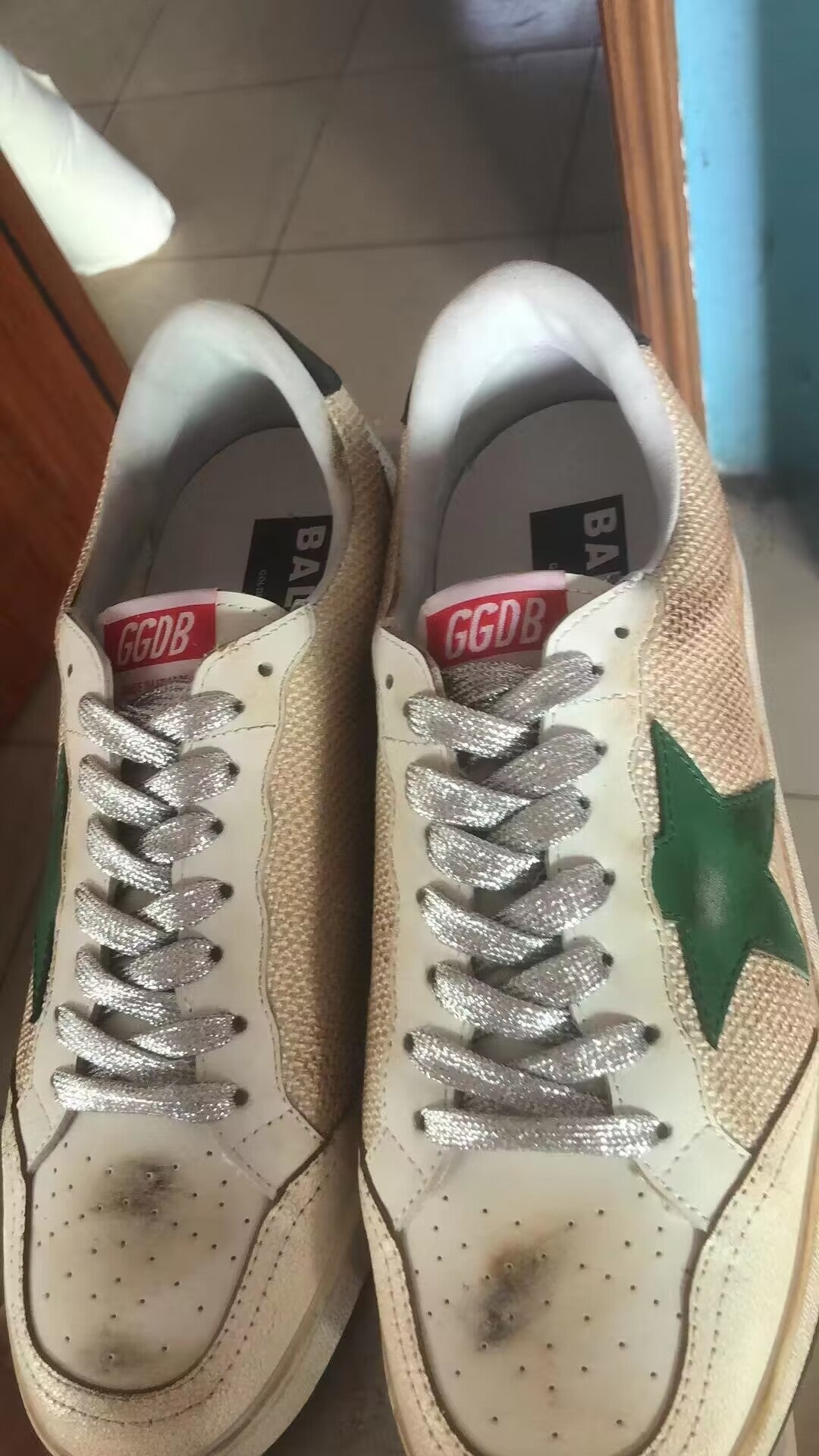 Ball Star Sneakers In Leather And Mesh With Black Heel Tab