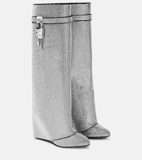 Bottes requin à paillettes argentées