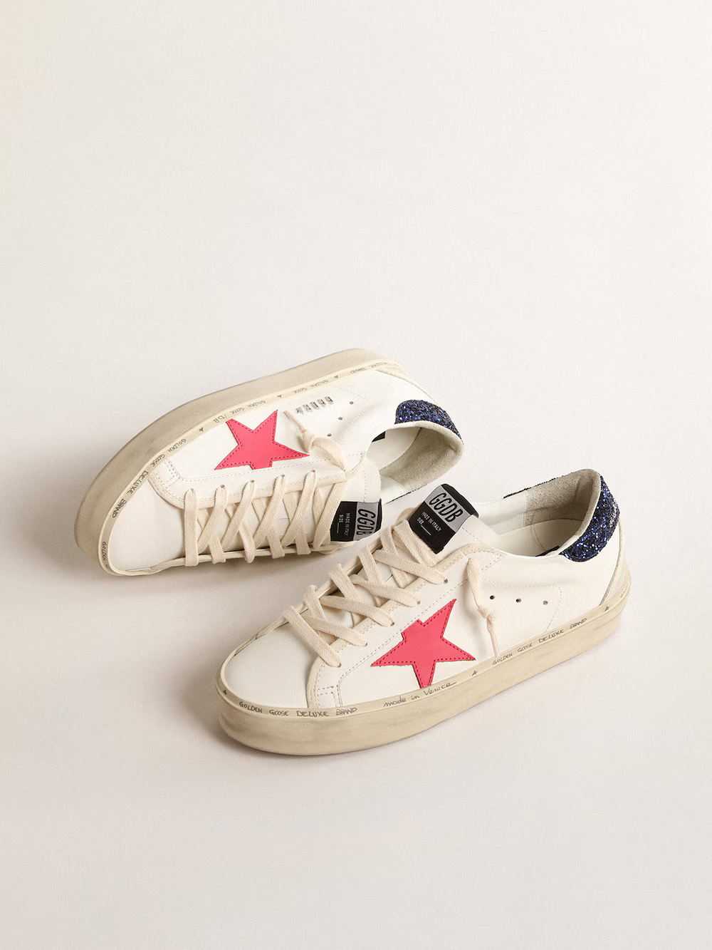 Baskets montantes Golden Goose Hi Star – Étoile rouge et talon pailleté