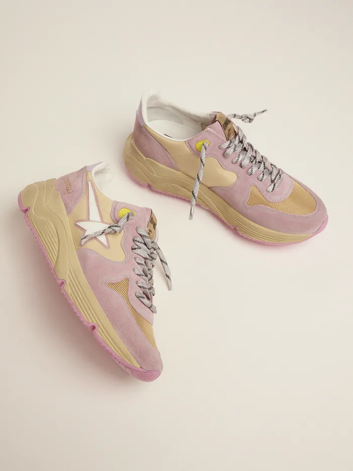 Pastel Pink Running Sole Sneakers With White Star
