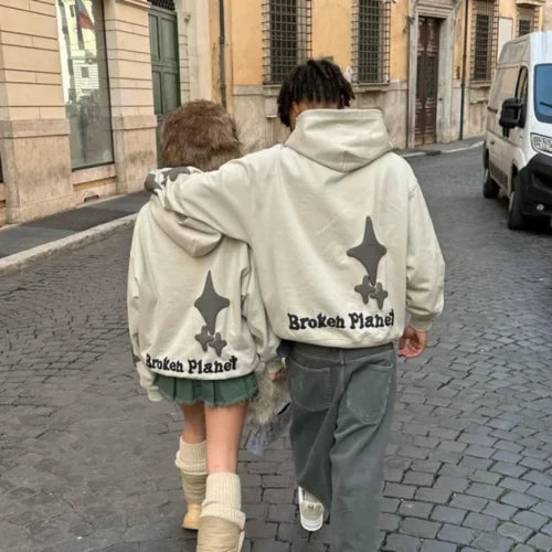 Sweat à capuche blanc Broken Planet Market Alone But Not Lonely