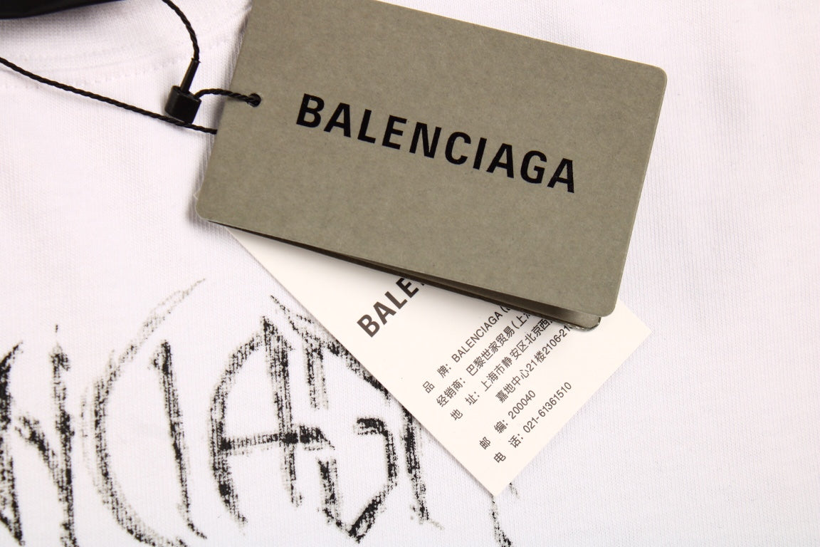 T-shirt Balenciaga Multi-Logo (Blanc)