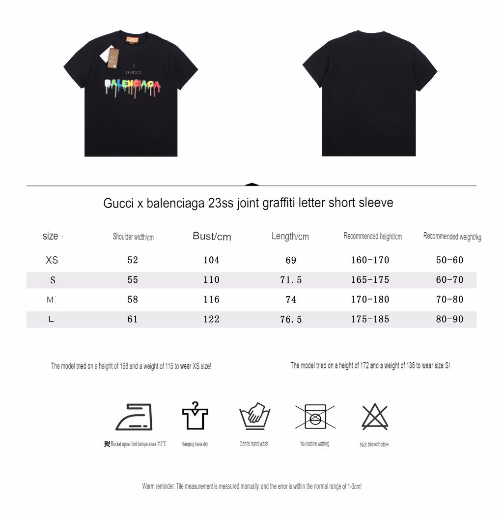 T-shirt noir GUCCI x BALENCIAGA à logo goutte