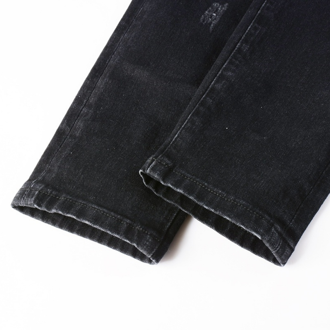 Amr Ripped Patch Black Jeans