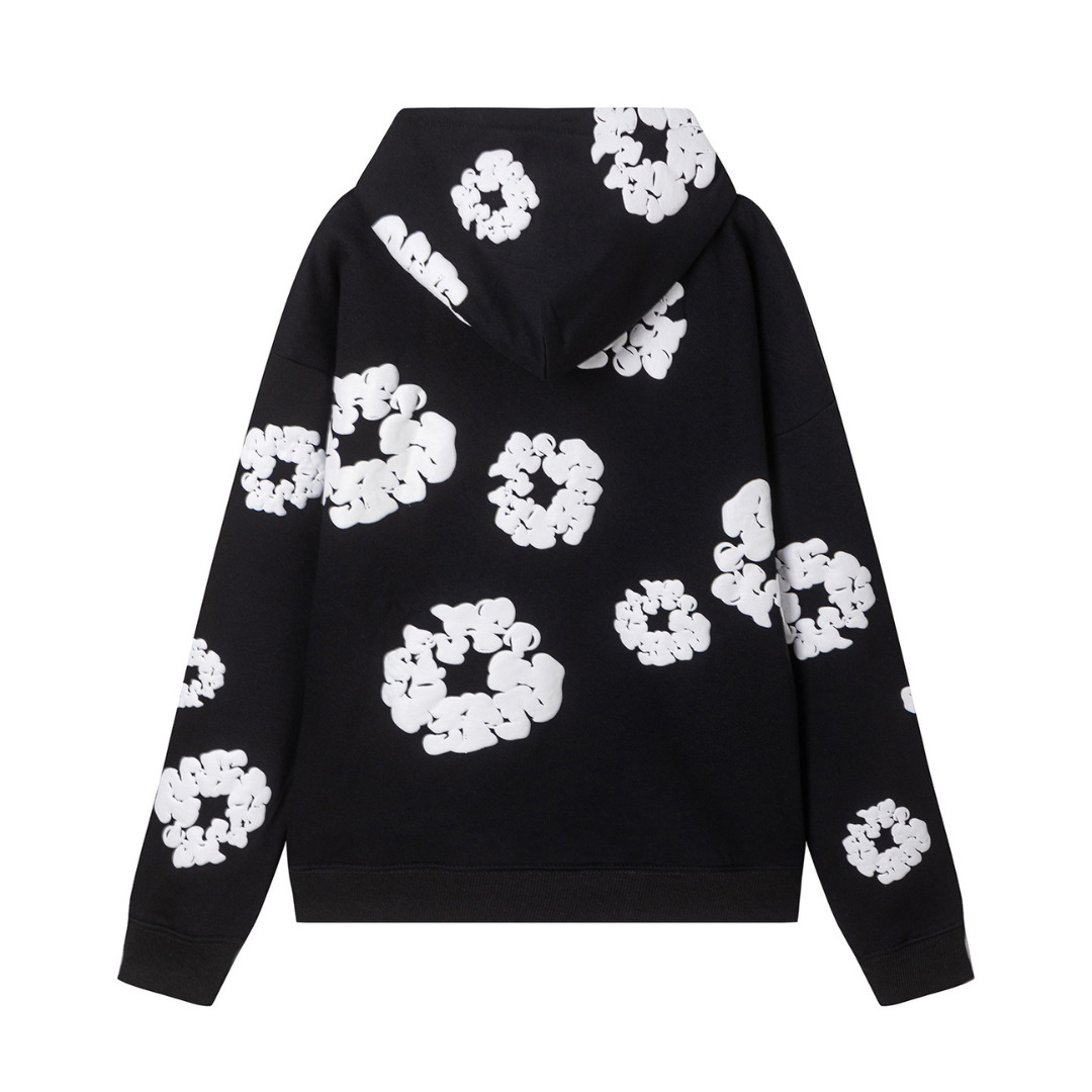 Sweat à capuche zippé en denim