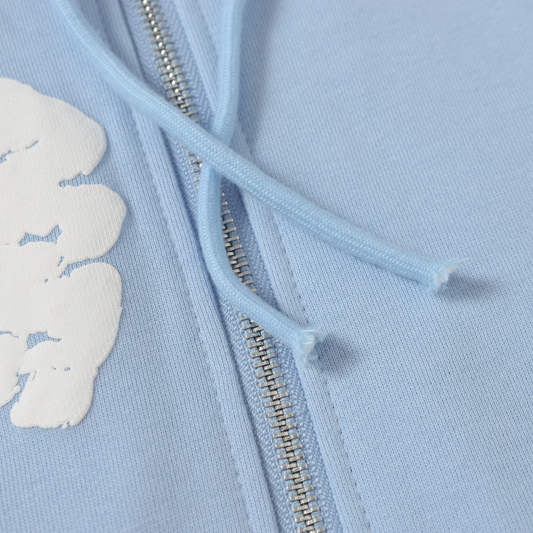 Sweat à capuche zippé en denim