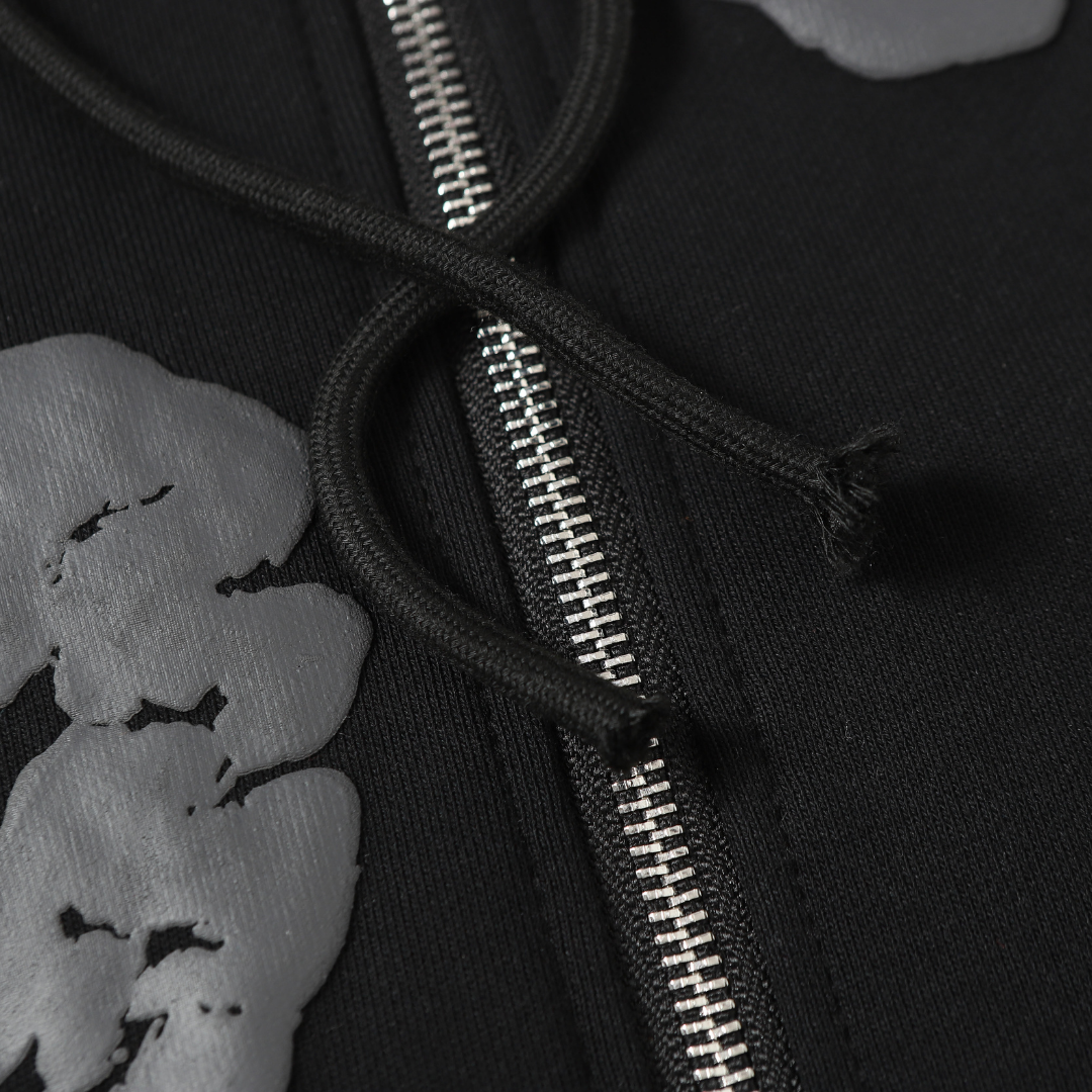 Sweat à capuche zippé en denim