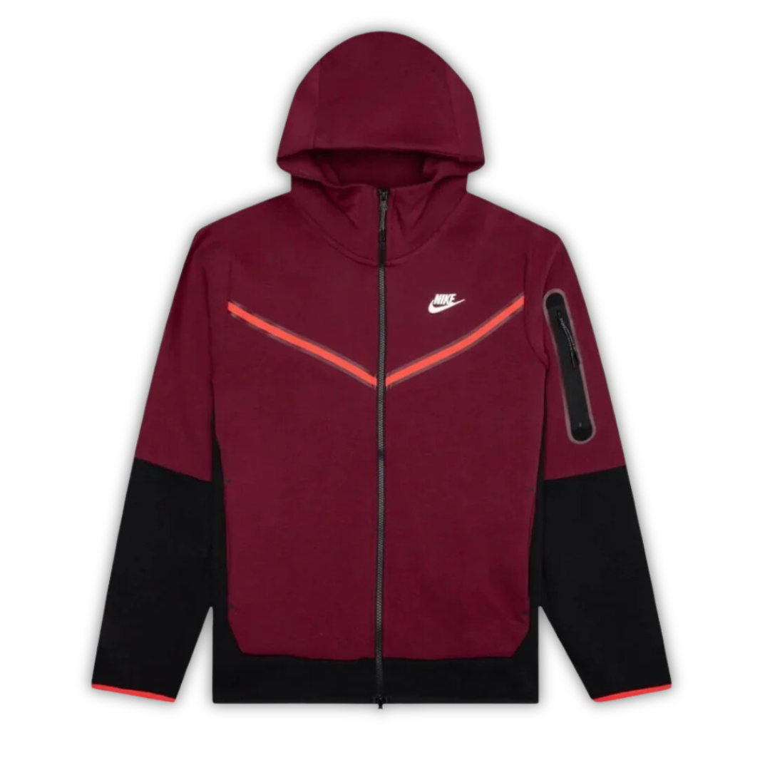 Tech Burgundy/Black Full-Zip Hoodie