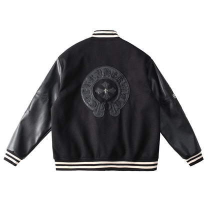 CHROME HEARTS HORSE SHOE LOGO VARSITY JACKET BLACK