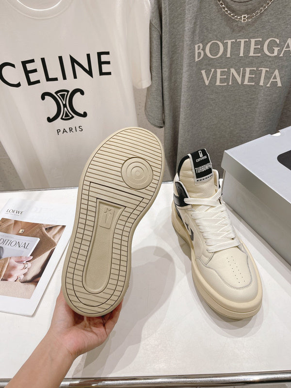 Baskets montantes Rick Owens crème et noires