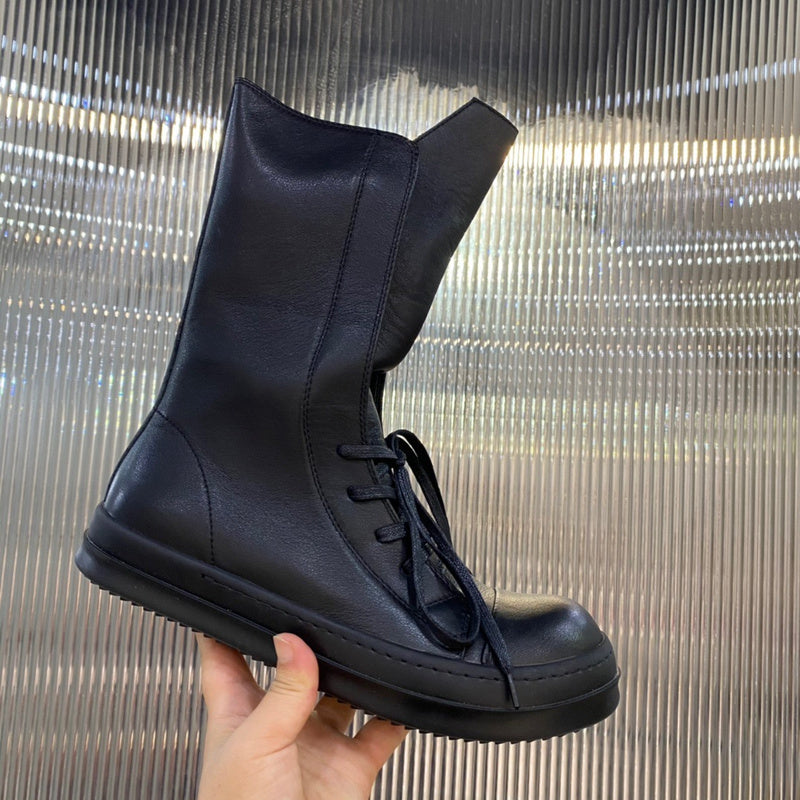 Bottes montantes en cuir à lacets