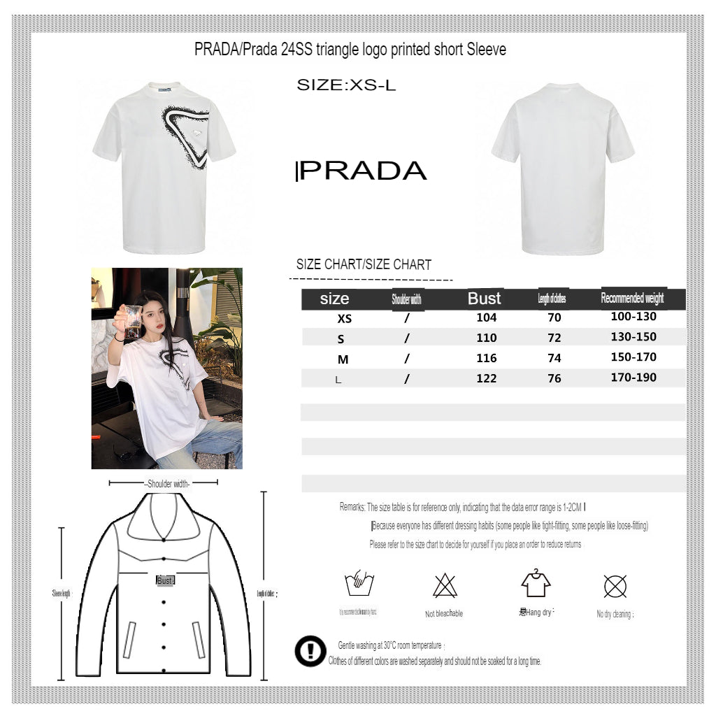 T-shirt Prada Triangle Spray Paint Logo (Blanc)