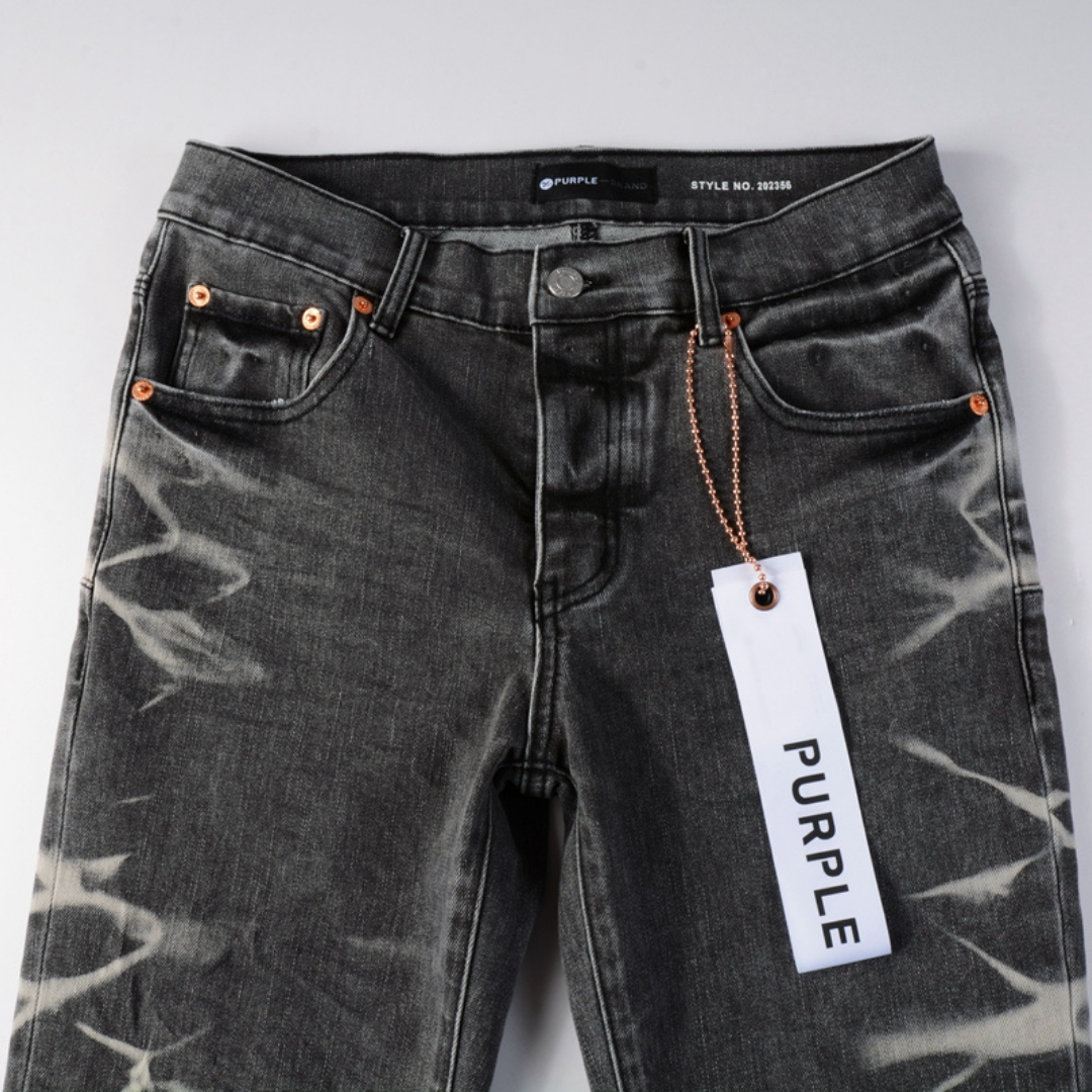 Jean gris déchiré à dégradé violet