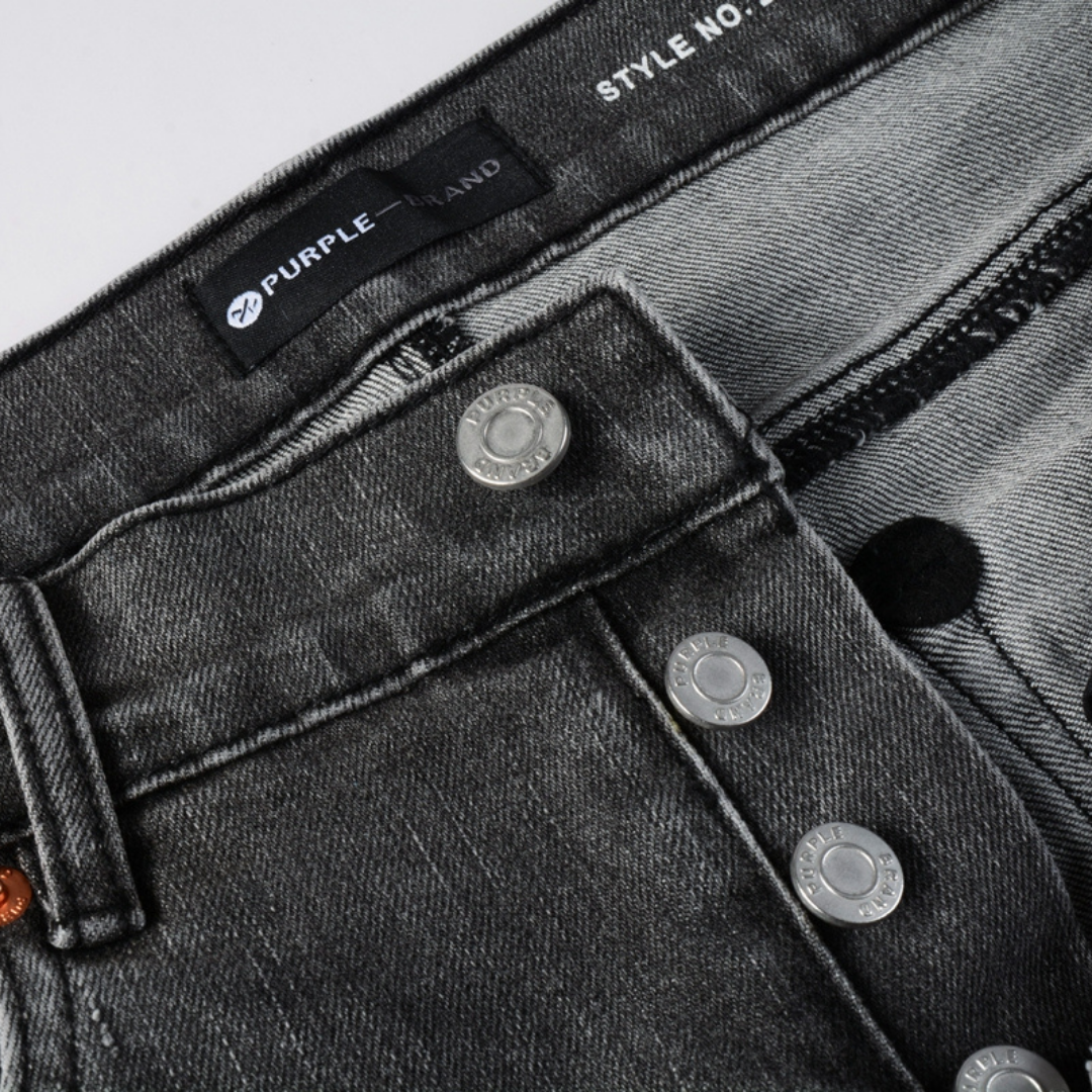 Jean gris déchiré à dégradé violet