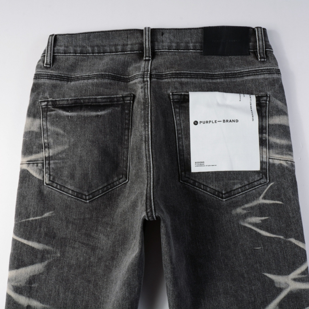 Jean gris déchiré à dégradé violet