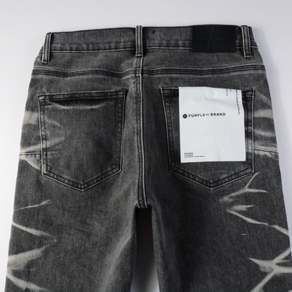 Jean gris déchiré à dégradé violet