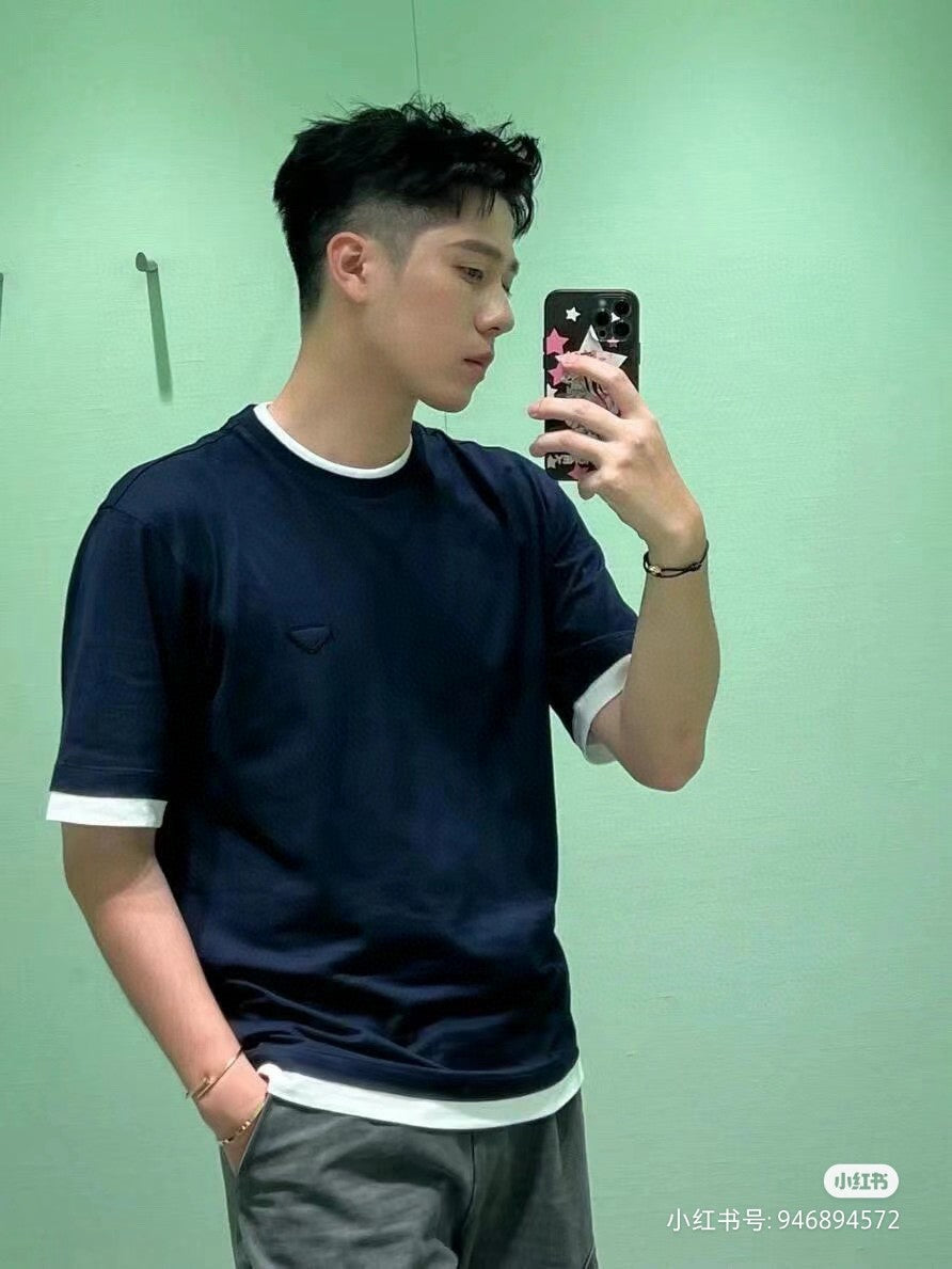 T-shirt Prada bleu marine double couche