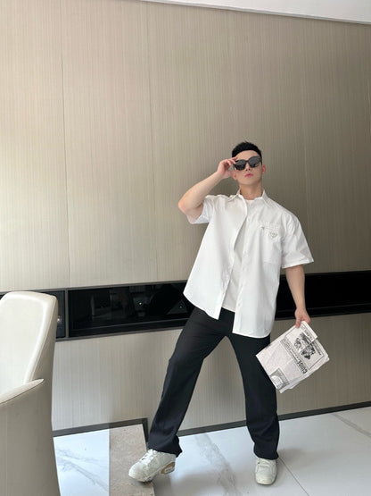 Chemise Prada à manches courtes boutonnée (blanche)