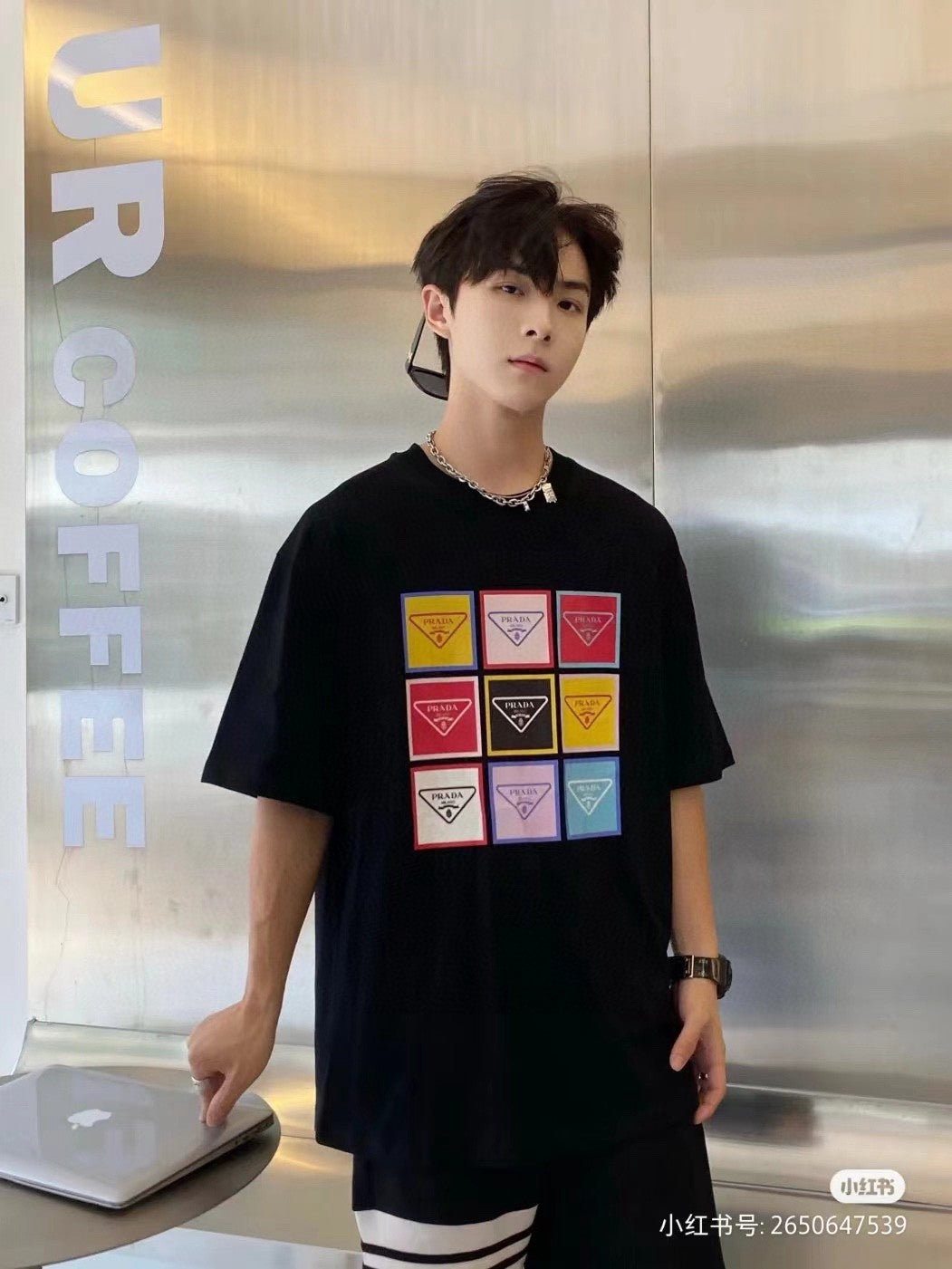 T-shirt Prada à logo Pop Art (noir)