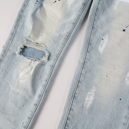 Purple Paint Light Blue Jeans