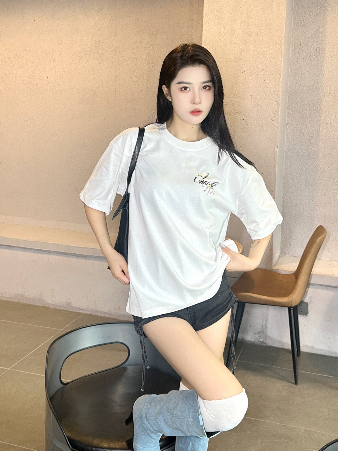 T-shirt blanc à logo Chanel