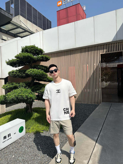 T-shirt Chanel à double logo C (blanc)