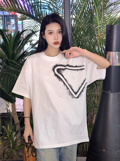 T-shirt Prada Triangle Spray Paint Logo (Blanc)