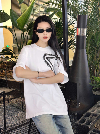 T-shirt Prada Triangle Spray Paint Logo (Blanc)