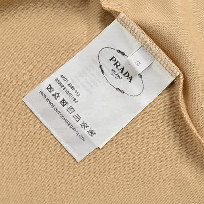 T-shirt beige à logo Prada Milano