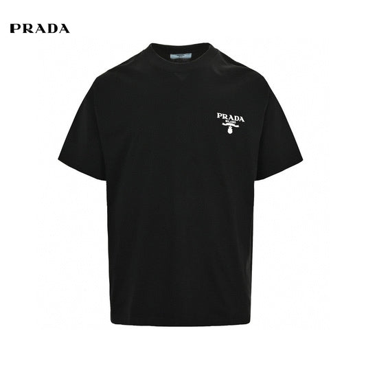 T-shirt noir à logo Prada Milano