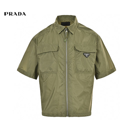 Veste Prada vert olive à manches courtes