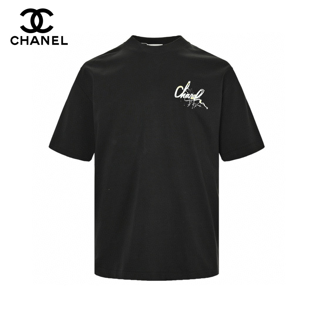 T-shirt noir à logo Chanel