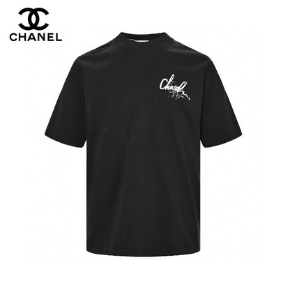 T-shirt noir à logo Chanel