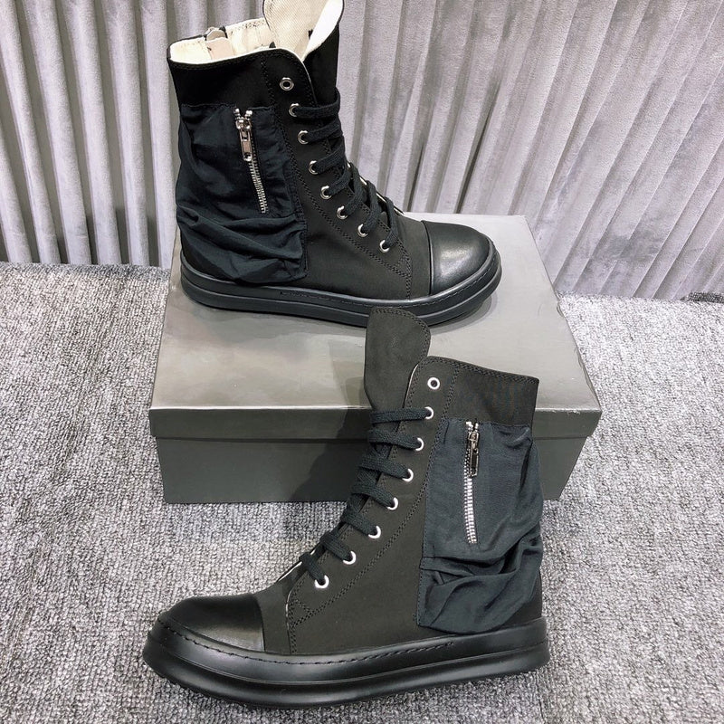 Baskets montantes en cuir Rick Owens avec fermeture éclair latérale