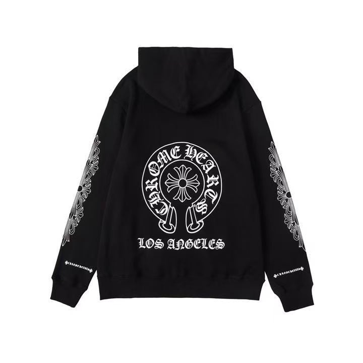 Sweat à capuche zippé asymétrique Chrome Hearts noir