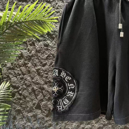 CHROME HEARTS WHITE EMBROIDERY SHORTS BLACK