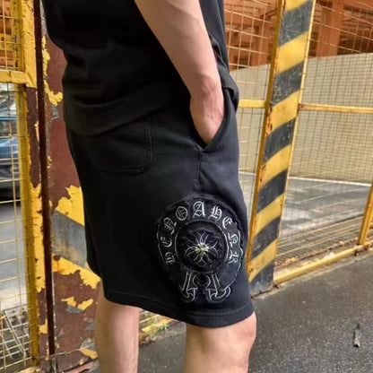 CHROME HEARTS WHITE EMBROIDERY SHORTS BLACK