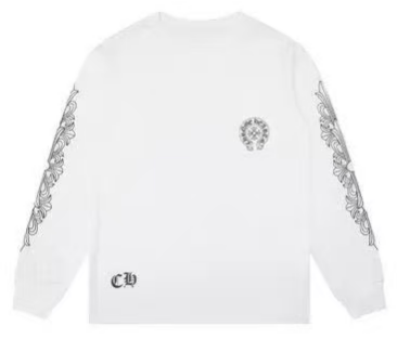 Sweat-shirt blanc avec logo de fer à cheval rouge et cœurs chromés