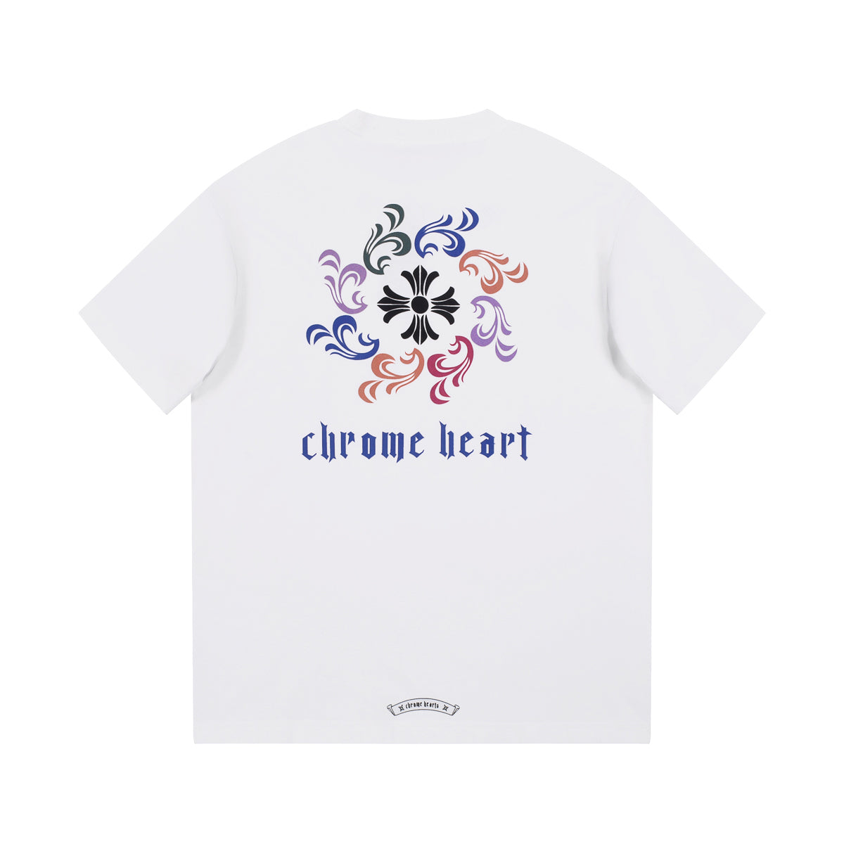 T-shirt blanc à col avec logo Chrome Hearts