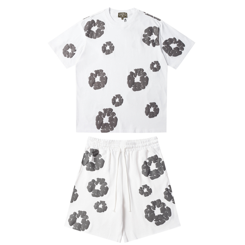 Denim Trs White Grey Short set