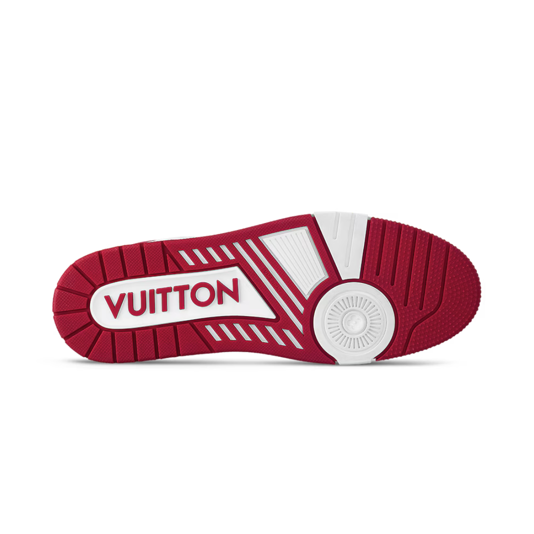 Baskets en denim rouge monogrammé LV