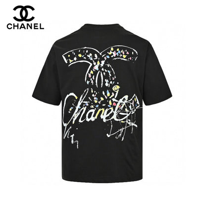 T-shirt noir à logo Chanel