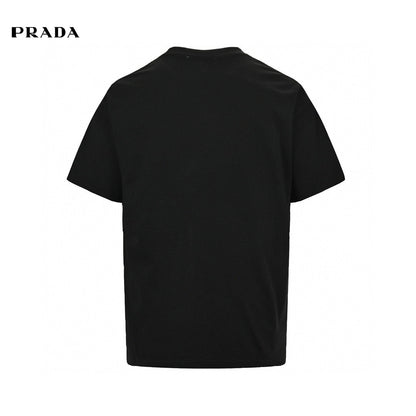 T-shirt noir à logo Prada Milano