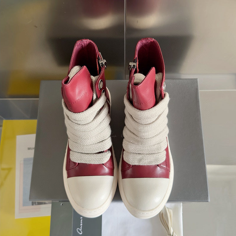 Baskets montantes rouges Rick Owens