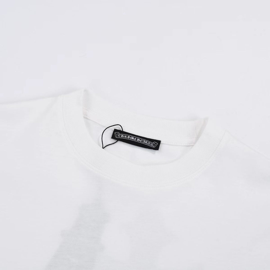T-shirt blanc à logo Croix d'or Chrome Hearts
