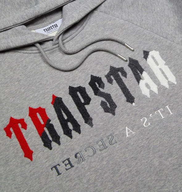 Survêtement à capuche Trapstar Chenille Decoded - Gris/Rouge