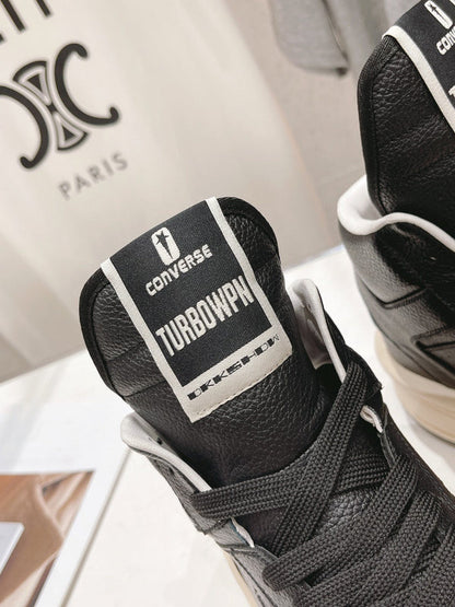 Baskets montantes Rick Owens noires et blanches