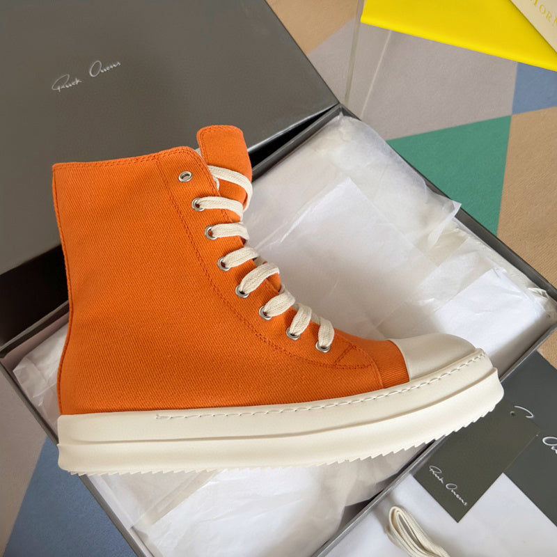 Baskets montantes orange Rick Owens