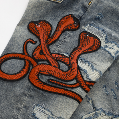 Amr Red Snake Grey Jeans