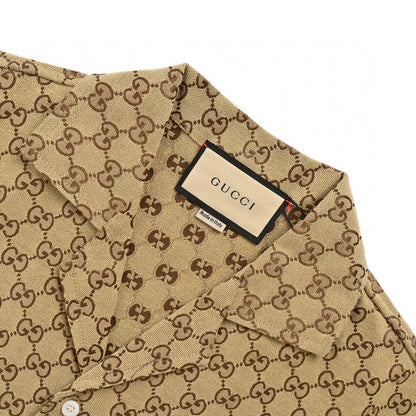 Chemise Gucci GG Monogram Beige à manches courtes